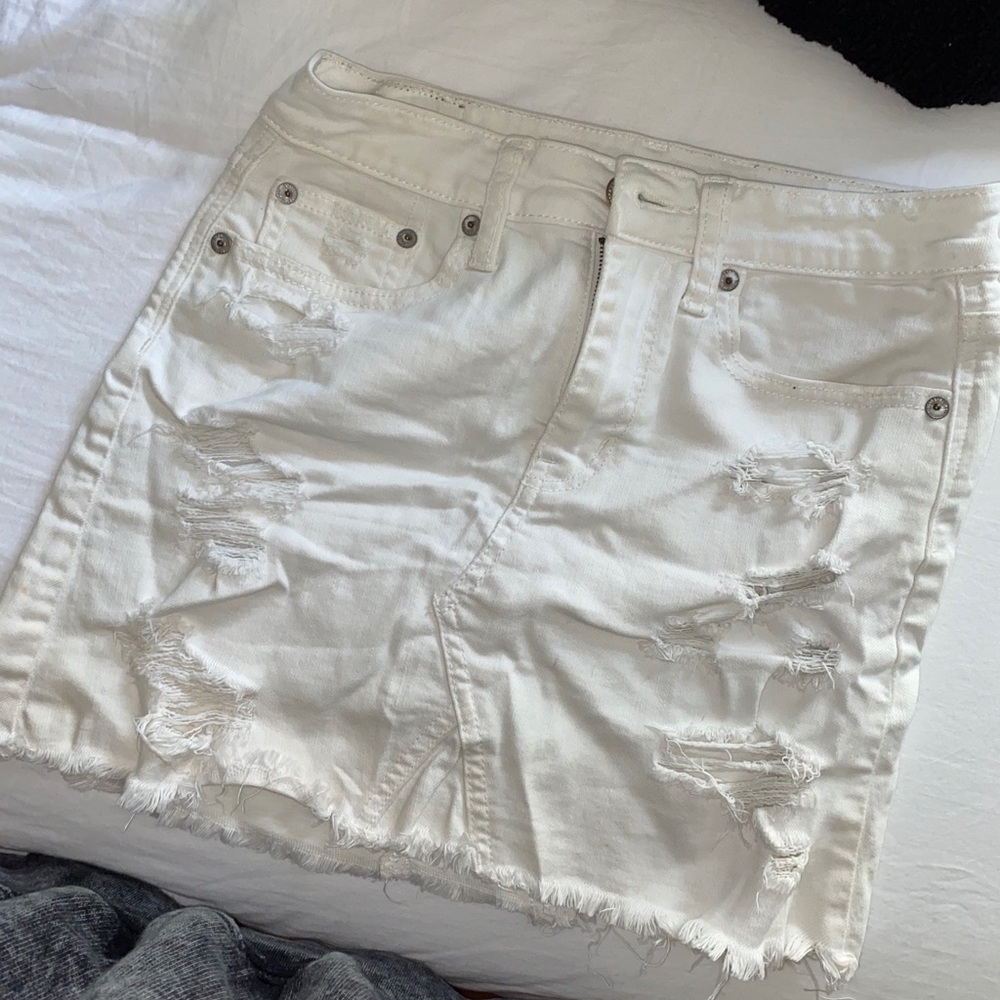 White Denim Skirt